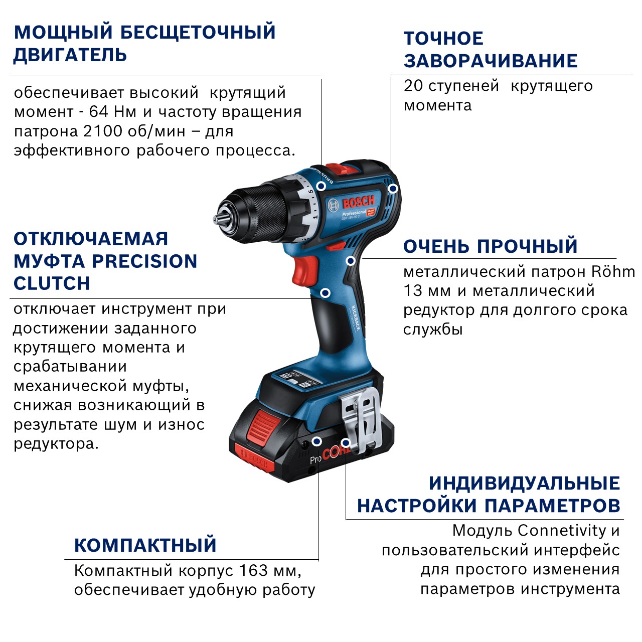 Аккумуляторная дрель-шуруповерт Bosch GSR 18V-90 C 06019K6006